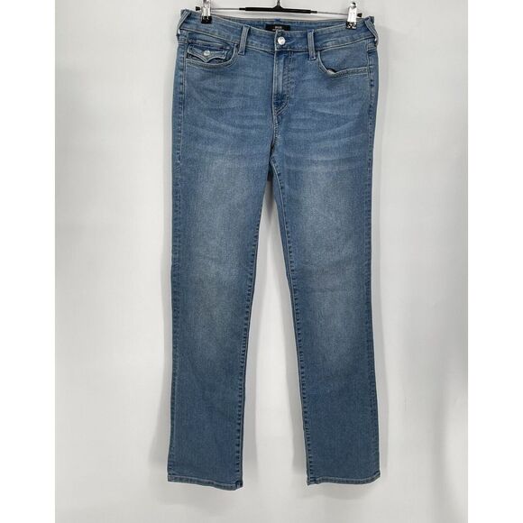 True Religion Women's Jeans 30 Billie Mid Rise Straight‎ Light Wash Denim Blue - Picture 1 of 8